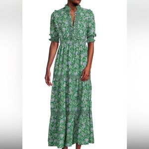 Max studio tiered green ruffle maxi dress